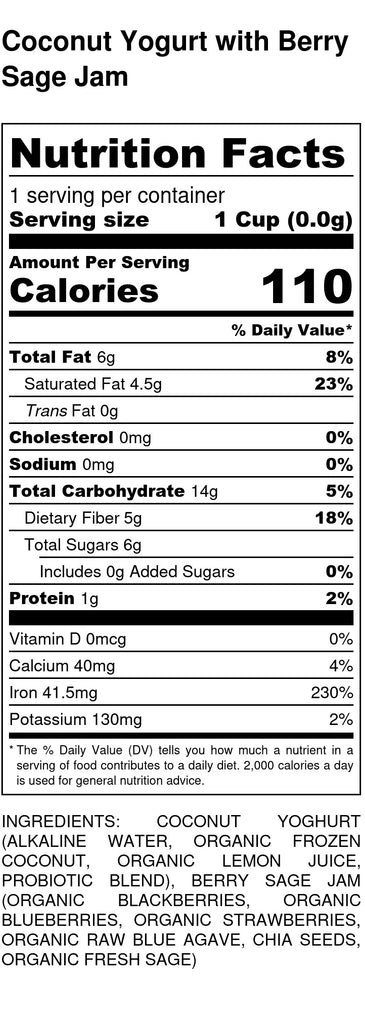 Coconut Yogurt with Blackberry Sage Chia Jam Nutrition Facts