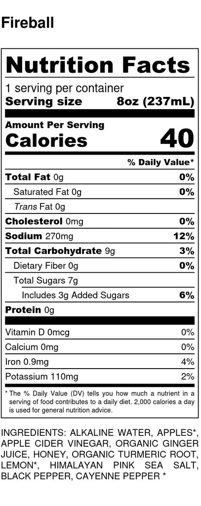 Fireball Nutrition Label
