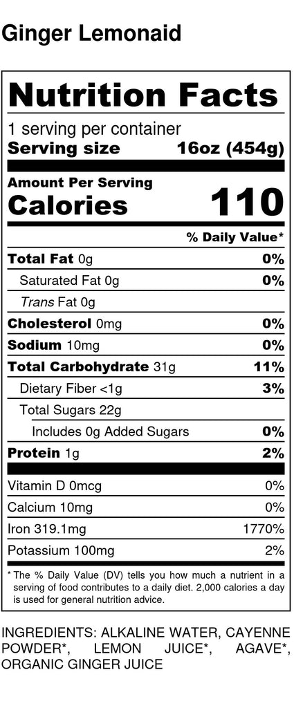 Ginger Lemon-aid Nutrition Facts