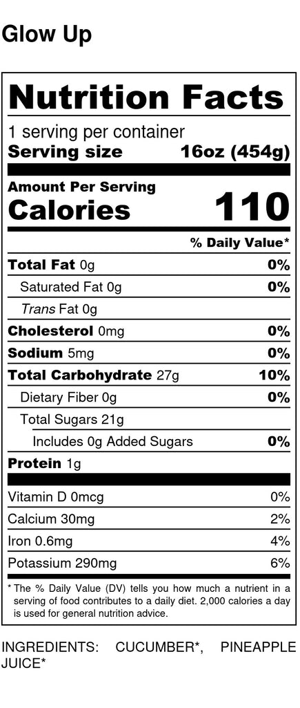 Glow Up Nutrition Facts