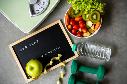 New Year's Resolution healthy eating, exercise and diet