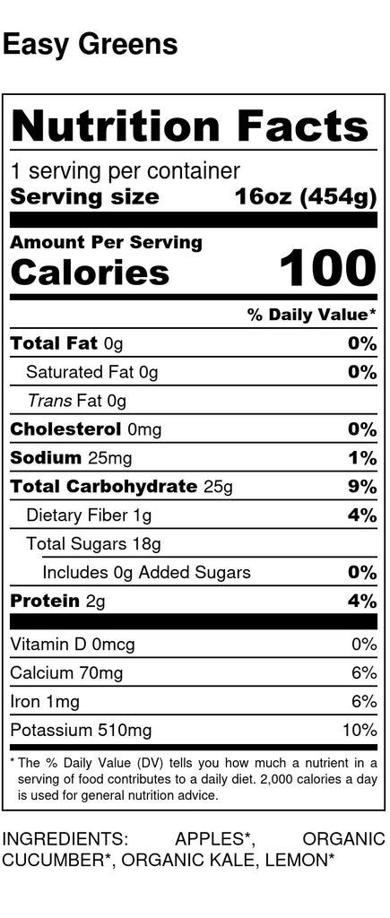 Easy Green Nutrition Facts