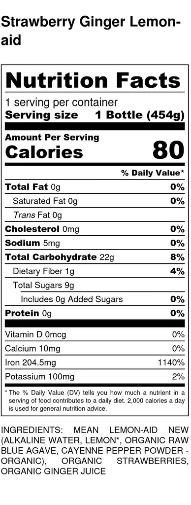 Strawberry Ginger Lemon-aid Nutrition Facts